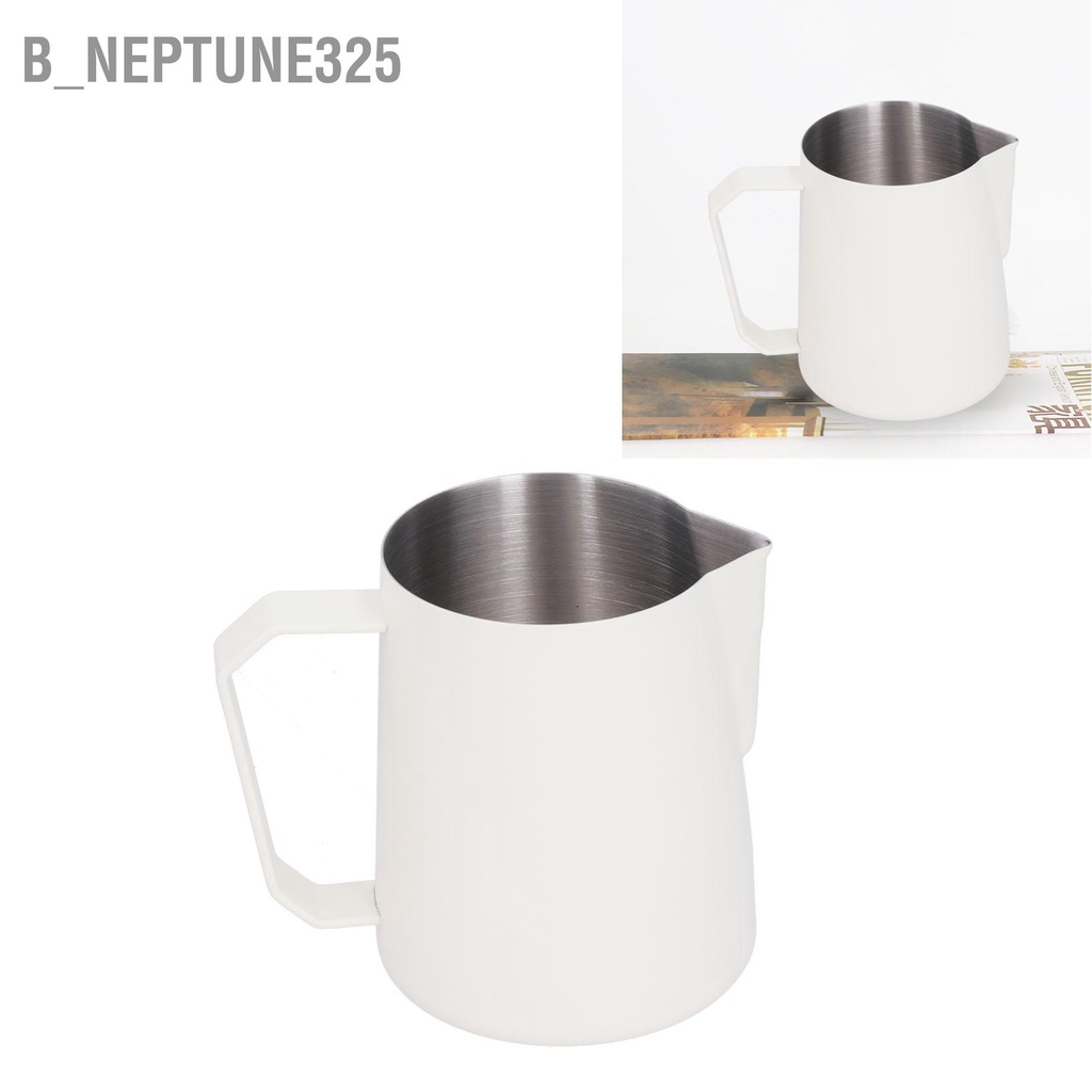 b-neptune325-เหยือกตีฟองนม-กาแฟ-สเตนเลส-304-หัวแหลม-ขนาด-600-มล-สีขาว-สําหรับบ้าน-ร้านค้า