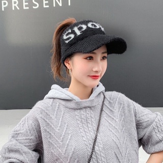 สินค้า เวอร์ชั่นเกาหลีของหมวกเบสบอลตัวอักษร all-match เลียนแบบขนมิงค์หมวกวิ่งกลางแจ้ง