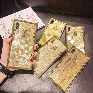 เคสโทรศัพท์สีทองสำหรับiPhone13 13PRO 13PROMAX 12PRO 12MINI 12PROMAX 11 PRO MAX XSMAX XS XR 7 8 6 6SPLUSGold Square Phone Case