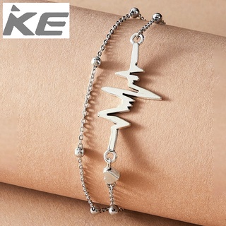 Jewelry ECG metal double-anklet Irregular beaded silver multi-layered anklet for girls for wom