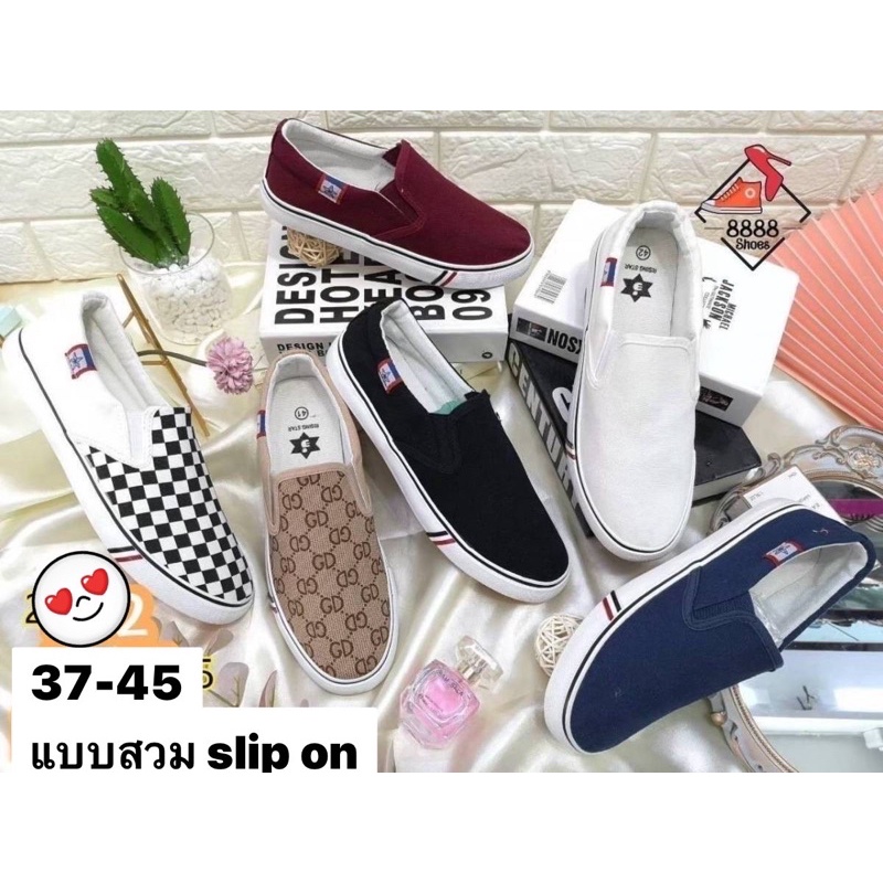 ภาพหน้าปกสินค้าแบบสวม unisex  ️ slip on ต้องเพิ่มหนึ่งเบอร์นะคะ รองเท้าผ้าใบ หญิง ชาย แบบสวม: 37-45 ใส่สบายสวยตรงปกใส่ได้ทั้งหญิงชาย จากร้าน differentsteps บน Shopee