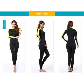 CRESSI 1MM ALL-IN-ONE LYCRA WETSUIT WOMAN-เว็ทสูท ผ้าไลกร้า สีดำ-เหลือง สำหรับผู้หญิง อุปกรณ์ดำน้ำ