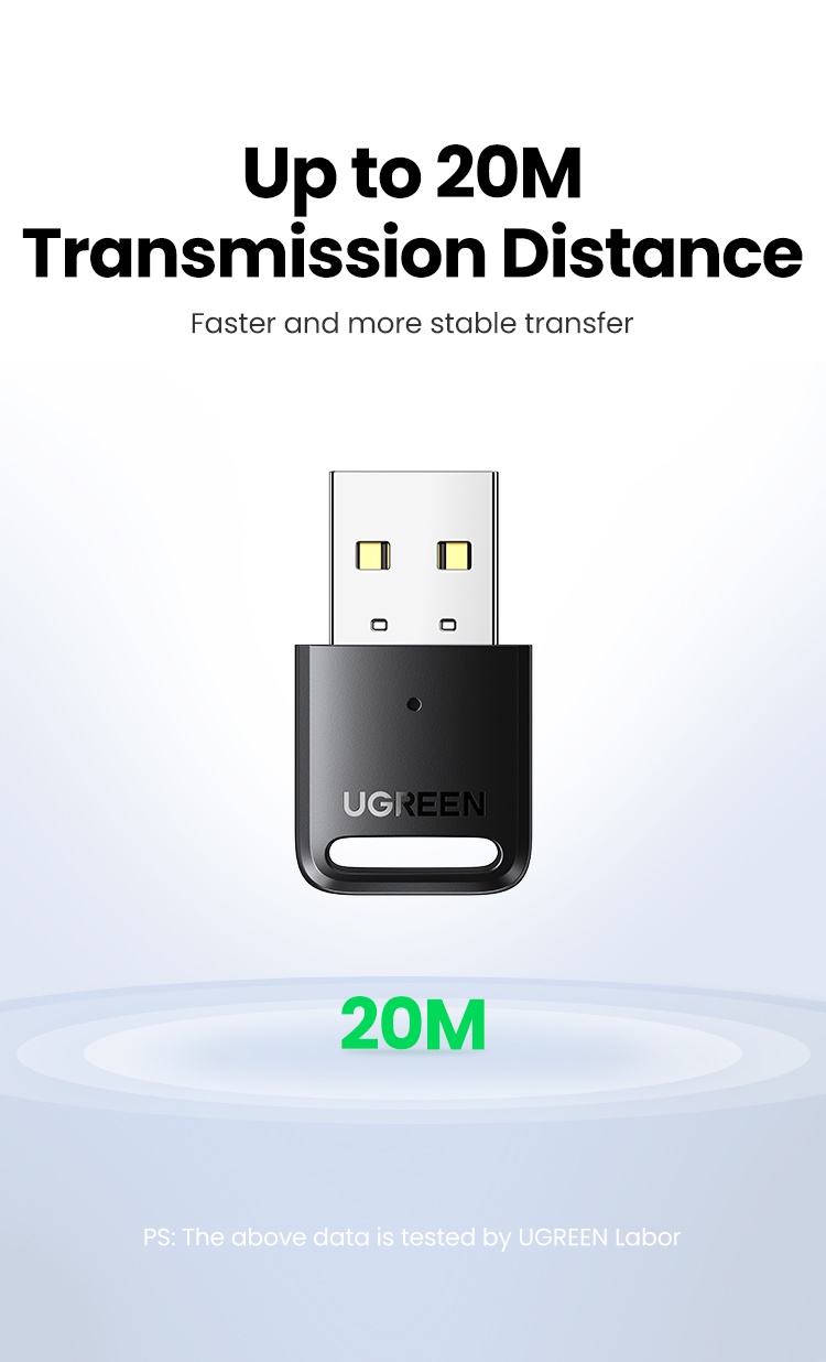 รูปภาพเพิ่มเติมเกี่ยวกับ UGREEN อะแดปเตอร์รับส่งสัญญาณ USB บลูทูธ 5.0 5.3 EDR Dongle สําหรับหูฟังบลูทูธไร้สาย PC