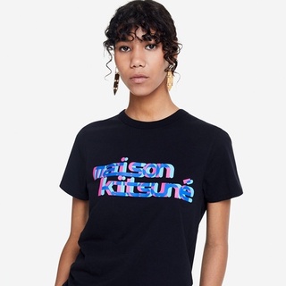 เสื้อยืดคอกลม พิมพ์ลายโลโก้ตัวอักษร Maison Kitsune เหมาะกับฤดูใบไม้ผลิ และฤดูร้อน สําหรับผู้หญิงS-5XL