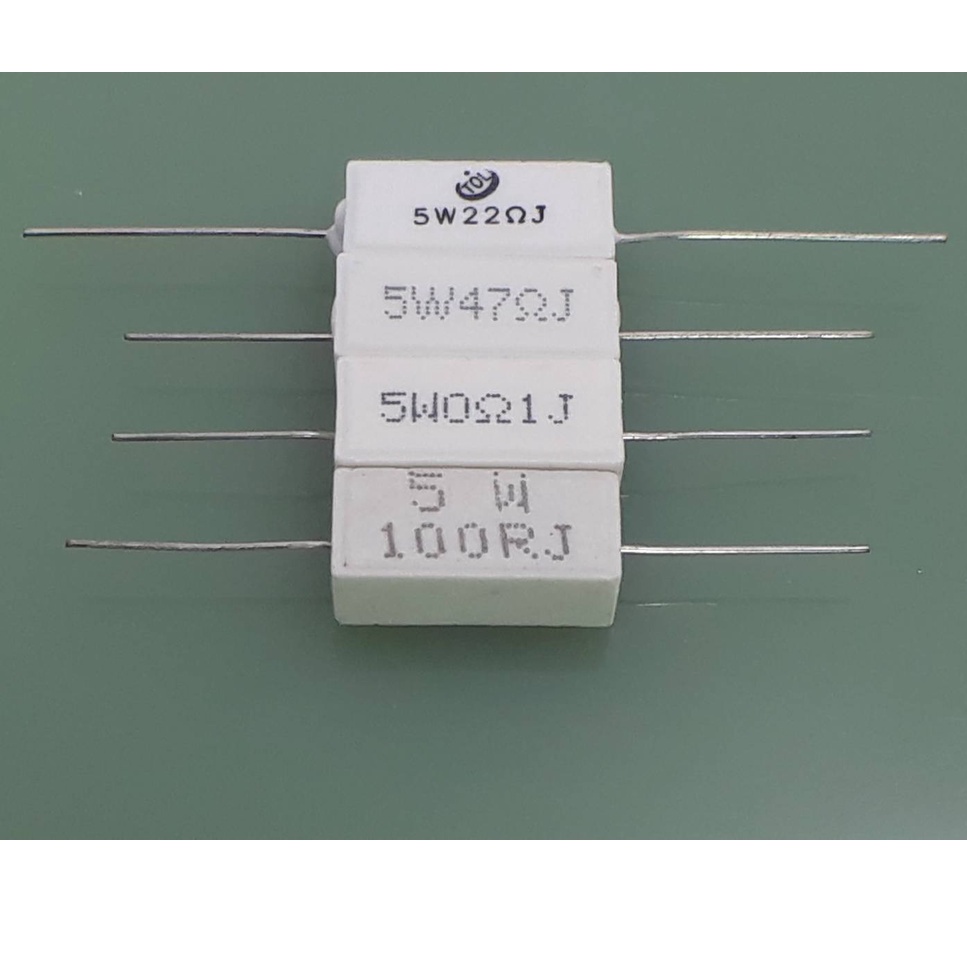 1Pcs อาร์ R 5W ตัวต้านทานซีเมนต์ , รีซิสเตอร์ซีเมนต์ , Resister 0.1R,22 ...