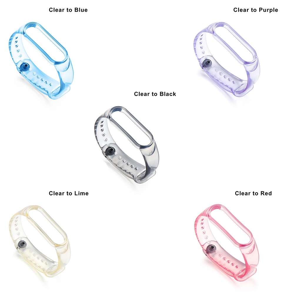 ภาพหน้าปกสินค้าSilicone Wristband Strap Change Colour in Sunglight Replacement Transparent Watch Band Strap For XIAOMI Mi Band 6 5 4 3 Smart Watch จากร้าน suqi.th บน Shopee