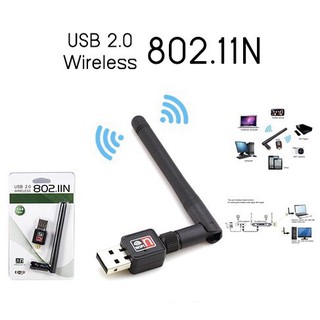 ภาพขนาดย่อของภาพหน้าปกสินค้าตัวรับสัณญาณ wifi (USB WIFI) Wireless Adapter Network 150Mbps with Antenna จากร้าน nomiaaccessories บน Shopee
