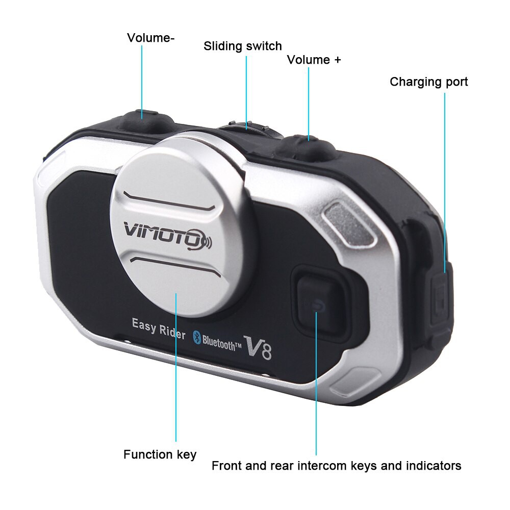 ภาพหน้าปกสินค้าบูลทูธติดหมวกกันน็อค Vimoto V8 Helmet Bluetooth Headset microphone Intercom จากร้าน pcl.official บน Shopee
