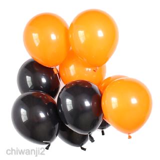 ลูกโป่งยางสีดำและสีส้มสำหรับตกแต่งงานฮาโลวีน 40 ชิ้น