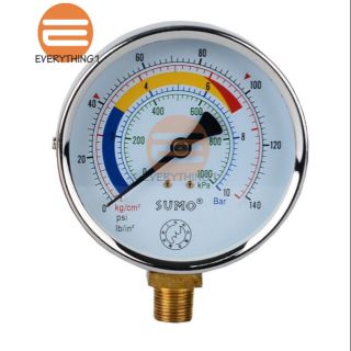 Sumo เกจ์วัดแรงดันแก๊สแบบแห้ง 0-140 psi (10 bar) ออกล่าง 1/4"