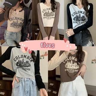 Elves✨พร้อมส่ง✨ เสื้อไหมพรมแขนยาว คอวีเว้านิดๆน่ารักสีพื้นๆ ใส่สบายมาก ~56335~ -C