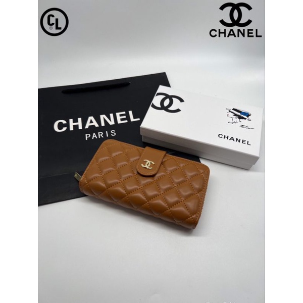 กระเป๋าสตางค์ใบยาว-สไตล์ชาแนล-chanel-ชาแนลเกรดพรีเมี่ยม-กระเป๋าสตางค์แบบซิป-พร้อมกล่องแบรนด์