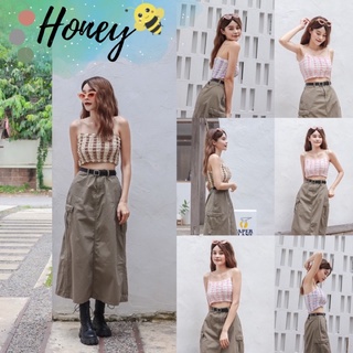 ❤️ Diiz’s ❤️ Honey Top เสื้อสายเดี่ยว ผ้า Popcorn ทูโทน สายสปาเกตตี