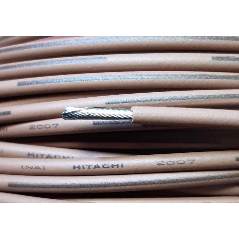 Hitachi Cable (ราคา 1เมตร) สายไฟ สาย ทองแดง ชุบดีบุก ตีเกลียว เคลือบ ดีบุก 16 AWG สายเดินภายใน