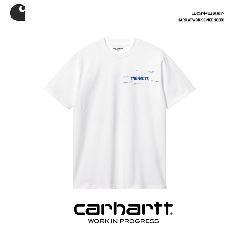 เสื้อยืดอินเทรนด์ผู้ชายอินเทรนด์ผู้หญิงcarhartt-พร้อมส่ง-เสื้อยืดคอกลม-แขนสั้น-พิมพ์ลาย-carhart-tooling-tide-mechanical