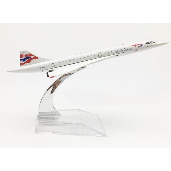 โมเดลเครื่องบิน-พร้อมส่งจากไทย-บริตติช-แอร์เวย์-british-airways-concorde-ขนาด-16cm-มีขาตั้งโชว์