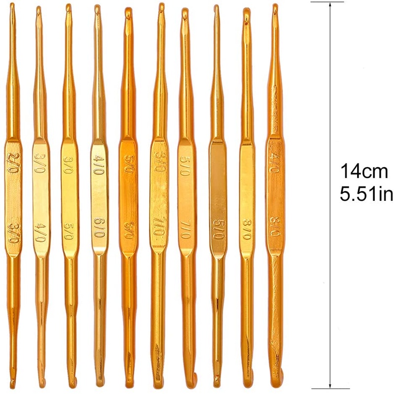 duwen-ชุดเข็มตะขอถักโครเชต์-อลูมิเนียม-ปลายคู่-สีทอง-สําหรับถักโครเชต์-7-ชิ้น