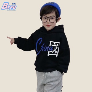 Bxpb เสื้อกันหนาวแขนยาว มีฮู้ด ผ้าฟลีซ พิมพ์ลาย แฟชั่นฤดูใบไม้ร่วง ฤดูหนาว สําหรับเด็กผู้ชาย ไซซ์ 4-15