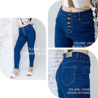 Volume Jeans ไซส์เล็ก-ใหญ่ กางเกงยีนส์ขาเดฟ กระดุมหน้า