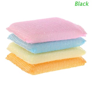 BLACK 4pcs/set Soft Sponge Scouring Pads Dish Bowl Kitchen Cleaning Scrub Scrubber Pad