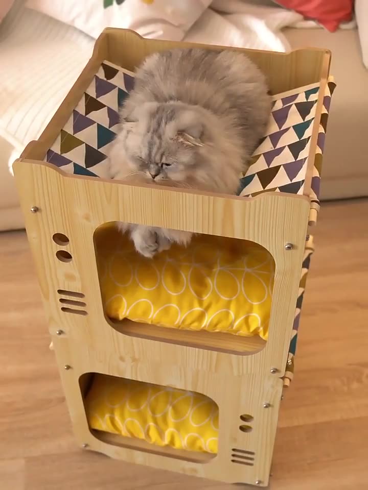 บ้านแมว-กล่องสี่เหลี่ยม-พร้อมเปลแมว-ที่นอนแมว-ต่อเป็นปราสาทได้-cat-house-neptuner