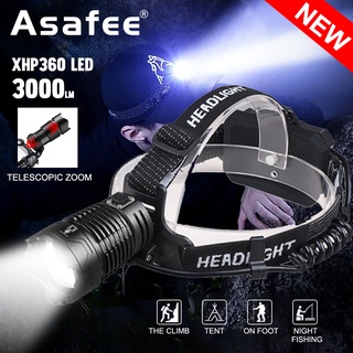 Asafee ไฟฉาย XHP360 LED สว่างพิเศษ ระยะไกล ซูมได้ ไฟฉายไฟฟ้า ชาร์จ USB