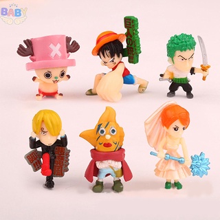 พวงกุญแจฟิกเกอร์ PVC รูปการ์ตูนอนิเมะวันพีช Nami Zoro Luffy แฮนด์เมด 6 ชิ้น Shopcyc8067