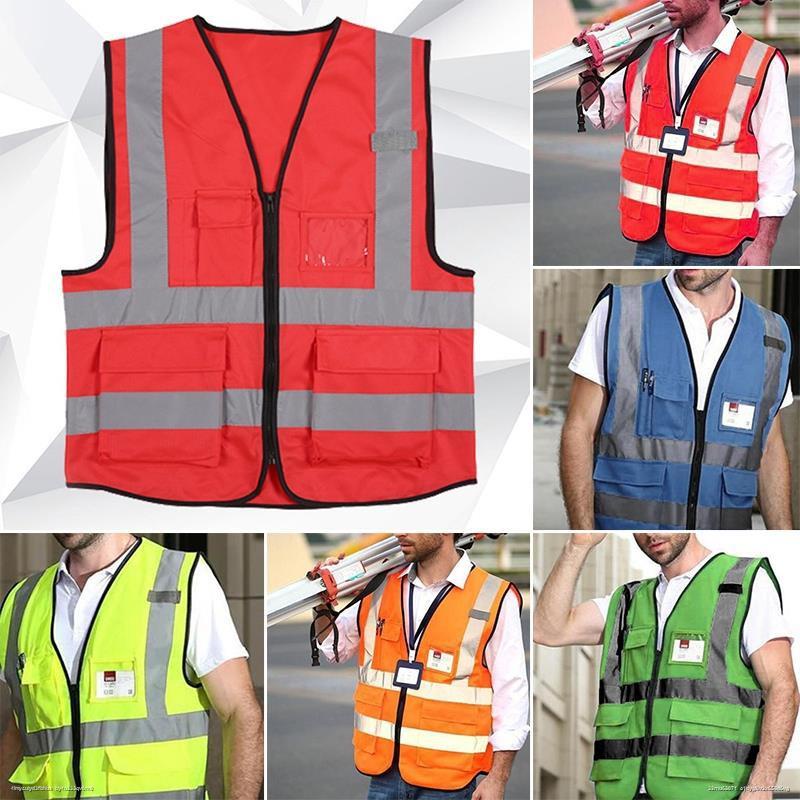 เสื้อกั๊กสะท้อนแสง-เสื้อแจ็คเก็ตเพื่อความปลอดภัย-สำหรับทำงาน-unisex