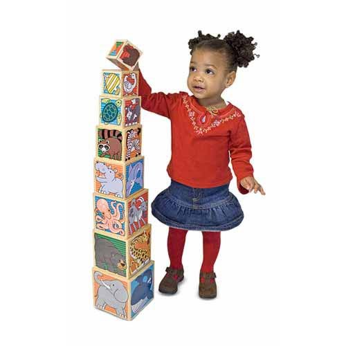 Melissa and Doug บล๊อคไม้ Wooden Animal Stacking Blocks Shopee Thailand