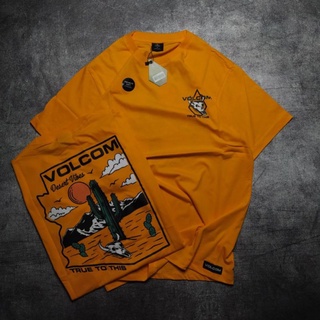 เสื้อยืด VOLCOM สีเหลือง TRUE TO THIS TSHIRT VOLCOM KAOS DISTRO พรีเมี่ยม