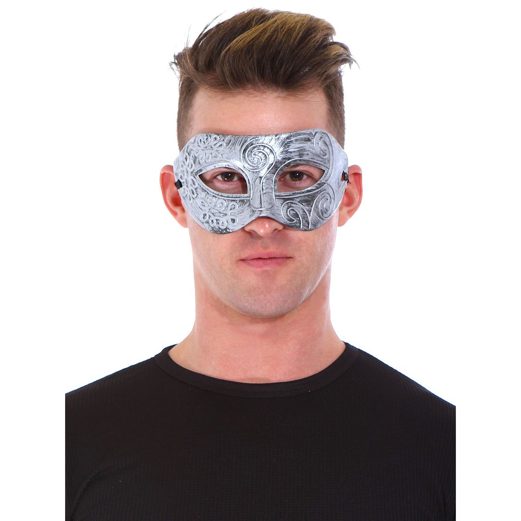 หน้ากากผู้ชาย-หน้ากากทหารโรมัน-สีโลหะโบราณ-gladiator-ปาร์ตี้หน้ากาก-ออกงาน-การแสดง-fancy-roman-mask