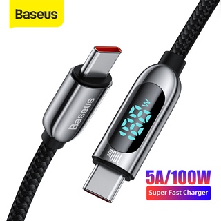 Baseus Pd 100W สายชาร์จ Type - C To Type - C สายชาร์จอย่างรวดเร็ว 5 A สําหรับ Mi 11 Samsung Laptop