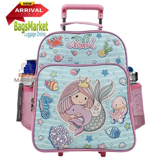 9889shop🔥🎒Kids Luggage 13" กระเป๋าเป้มีล้อลากสำหรับเด็ก กระเป๋านักเรียน สินค้าลิขสิทธิ์แท้ Little Mermaid