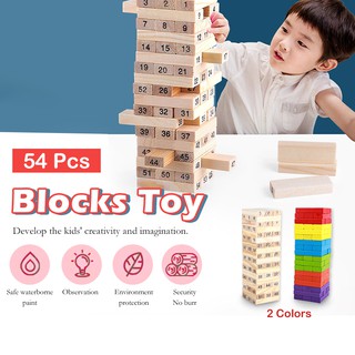 ของเล่นไม้ เกมจังก้า ตัวต่อไม้ตึกถล่ม 54ชิ้น พร้อมลูกเต๋า4ลูก งานไม้ เกมส์ต่อตึก ของเล่นเสริมจินตนาการเด็ก คอนโดไม้