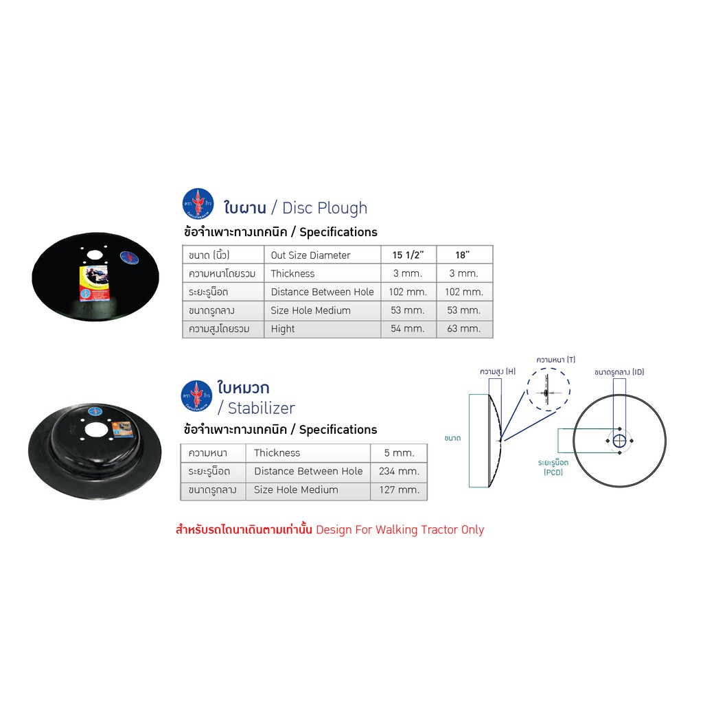 ตราง้าว-ใบผาน-15-5นิ้ว-ใบผานรถไถนาเดินตาม-disc-plough-สำหรับรถไถนาเดินตามเท่านั้น-มีบริการเก็บเงินปลายทาง