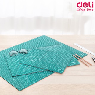 Deli 78401 Cutting Mat PVC A3 แผ่นรองตัดกระดาษ สีเขียว แบบสองด้าน PVC ขนาด A3 (300 x 450mm) อุปกรณ์สำนักงาน แผ่นรองตัด