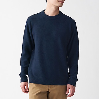 เสื้อไหมพรมคอกลม เสื้อไหมพรมผู้ชาย MUJI : Yak-blend wool and crew-neck sweater #14951577190