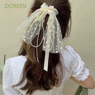 Doreen ยางรัดผมหางม้าประดับมุกสไตล์เกาหลีย้อนยุคสําหรับผู้หญิง