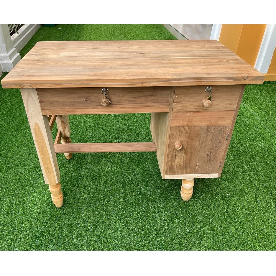 sukthongแพร่-โต๊ะทำงานไม้สักเกรดคุณภาพ-โต๊ะบัญชี-ขนาด60-ซม-100ซม-สูง75ซม