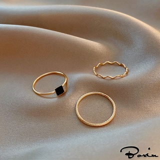 ชุดแหวนเพทาย หรูหรา สีดํา สไตล์เกาหลี เครื่องประดับ ของขวัญแต่งงาน 3 ชิ้น ต่อชุด