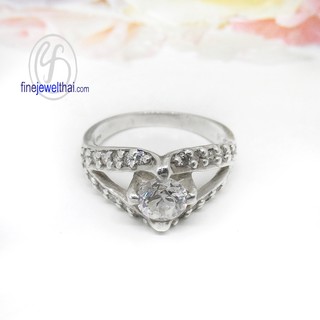 Finejewelthai แหวนเพชร-แหวนเงิน-เพชรสังเคราะห์-เงินแท้-แหวนหมั้น-แหวนแต่งงาน-Diamond CZ-Silver-Wedding-Ring - R1163cz