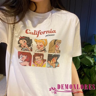 Demq- เสื้อยืดลําลอง คอกลม แขนสั้น พิมพ์ลายการ์ตูน และตัวอักษร สําหรับผู้ใหญ่ ผู้หญิง