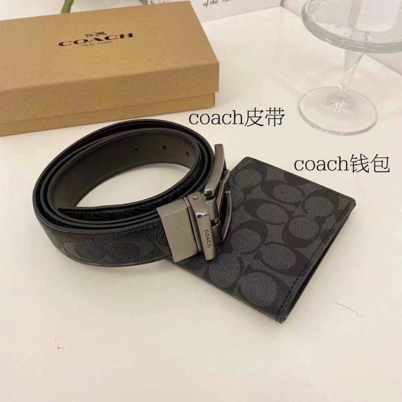 setเข็มขัดหนังcoach-อุปกรณ์ครบ