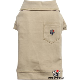 Bigdog -Pet cloths -Doggydolly เสื้อผ้าแฟชั่น หมาใหญ่ Bigdog  โปโล คอปก สีครีม ขนาดไซส์  11-45 โล BD-T651