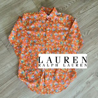 เสื้อเชิ้ต Ralph Lauren Sport Unisex สีส้มลายดอก ไซส์ 2 ของแท้💯