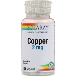 ภาพหน้าปกสินค้าSolaray, Copper, 2 mg, 100 VegCaps ที่เกี่ยวข้อง