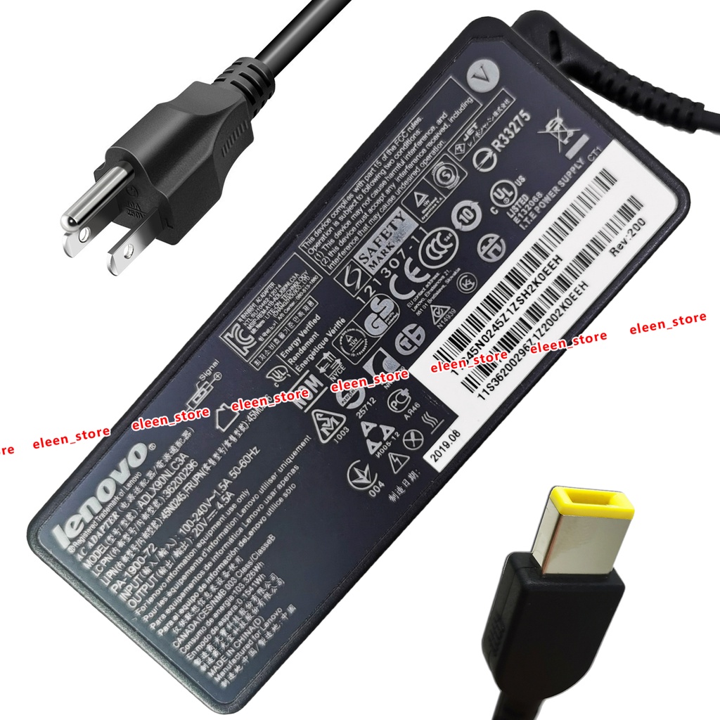 Caricabatterie 20V 4.5A 90W ADLX90NLC3A Compatibile Per Lenovo ThinkPad E IdeaPad – Adattatore AC Con Cavo, Certificato CE