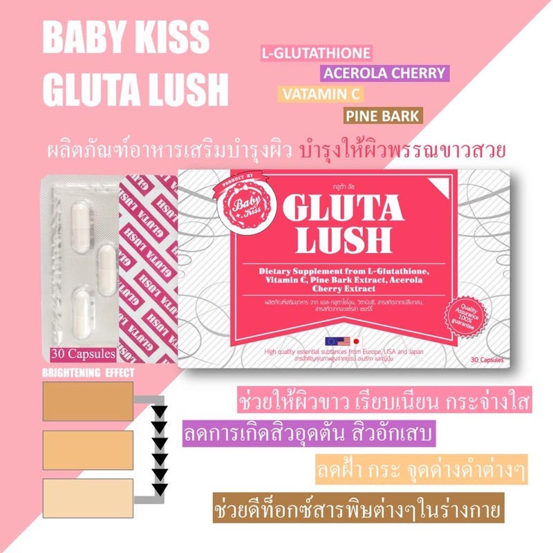 ภาพหน้าปกสินค้าBaby Kiss Gluta Lush อาหารเสริมเพื่อผิวกระจ่างใส