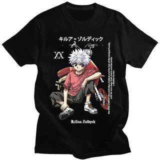 เสื้อยืดคอกลม พิมพ์ลายการ์ตูนอนิเมะ Kawaii Hunter X Hunter Killua Zoldyck ขนาดใหญ่ สําหรับผู้ชาย และผู้หญิง