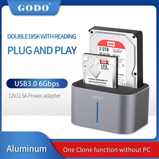 สินค้า Godo Clone แท่นวางกล้องอลูมิเนียม hdd 2.5 3.5 นิ้ว hdd Dual Bay SATA เป็น USB 3.0 สําหรับ Windows Mac OS
